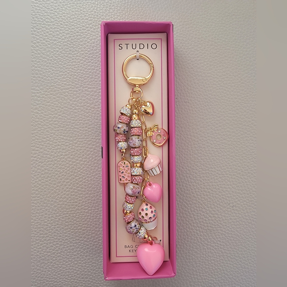Studio Pink and Gold Beaded Keychain - Picture 3 of 3
